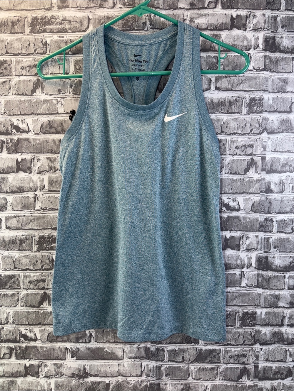 Nike Heathered Teal Athletic Racerback Tank with White Swoosh